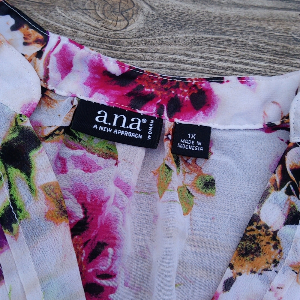 Flower Print Pattern Sheer Lightweight Blouse Top - image 5